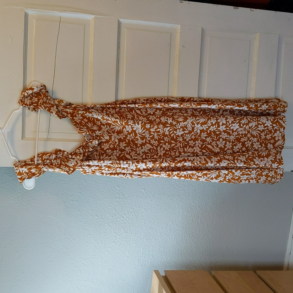 Old Navy floral yellow off-shoulder dress XL Tall